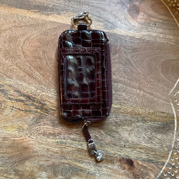 Brighton Handbags - Brighton Wallet Burgundy Red Leather Snap Zip Close with Keychain
